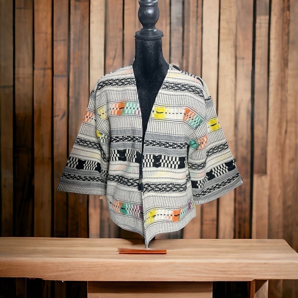 Zara Girls Ethnic Boho Woven Textile Jacket Sz 11/12 - Picture 2 of 14